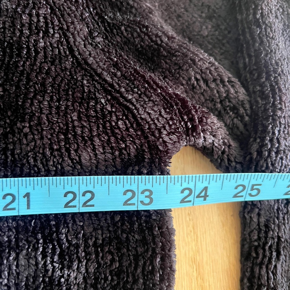 Vintage 90s Chenille Turtleneck Sweater Black Plush Cozy Minimalist Pullover - Picture 13 of 14